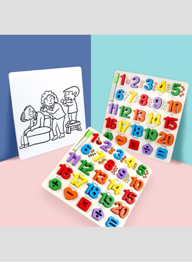 Wooden Numbers Puzzle - 3D Educational Toy for Kids - Early Development Learning Tool for Number Recognition and Fine Motor Skills