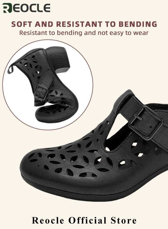 Women's Mules Sandals Slip on Casual Shoes Comfortable Closed Toe Dressy Wedge Mule Breathable Wedge Sandals Summer Sandals for Walking