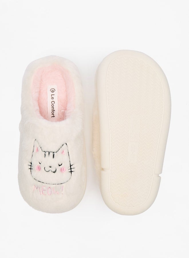 Women's Cat Applique Bedroom Mules