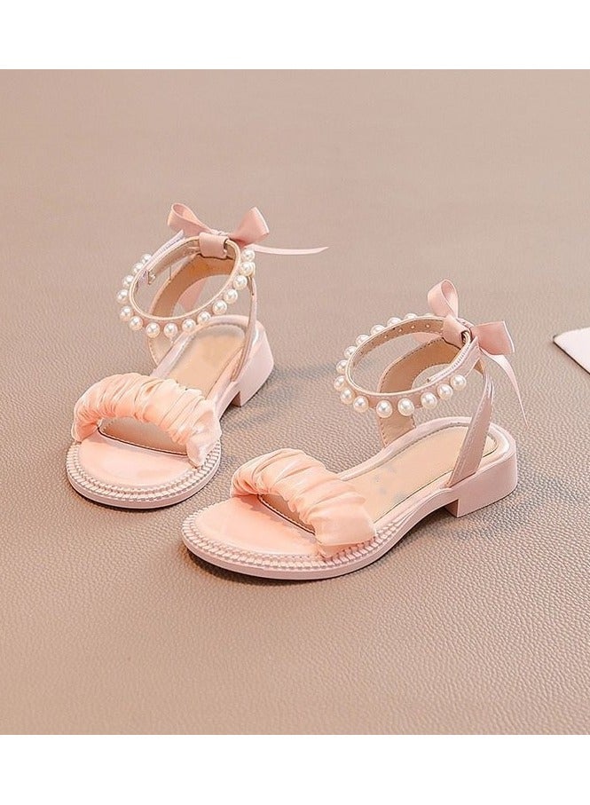 Children's Sandals Girls Rhinestone Bow Princess Shoes Sequined Children's Soft Sole Shoes