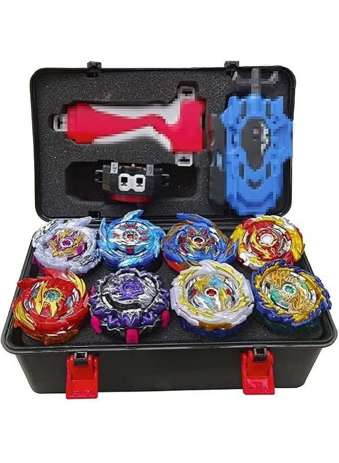 8 Piece Beyblade Burst Set With Launcher And Storage Box