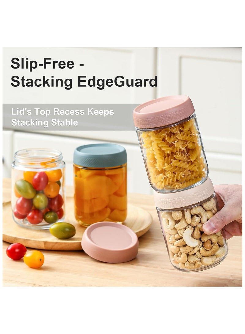6-pack 480 ml Overnight Oats Containers with Lids, Glass jars with Airtight Lids,  Glass Food Storage Containers for Snacks Yogurt Spice Sugar