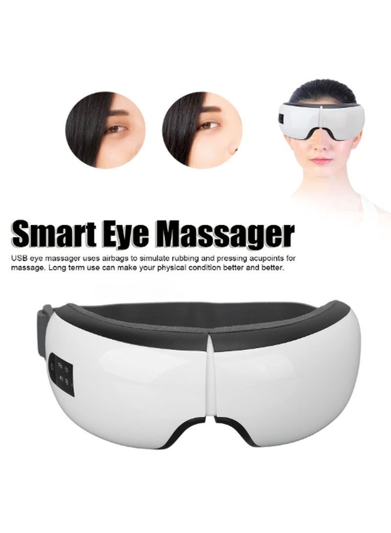 Eye Massager, USB Rechargeable Electric Heat Compression Eye Relief Tool with Music