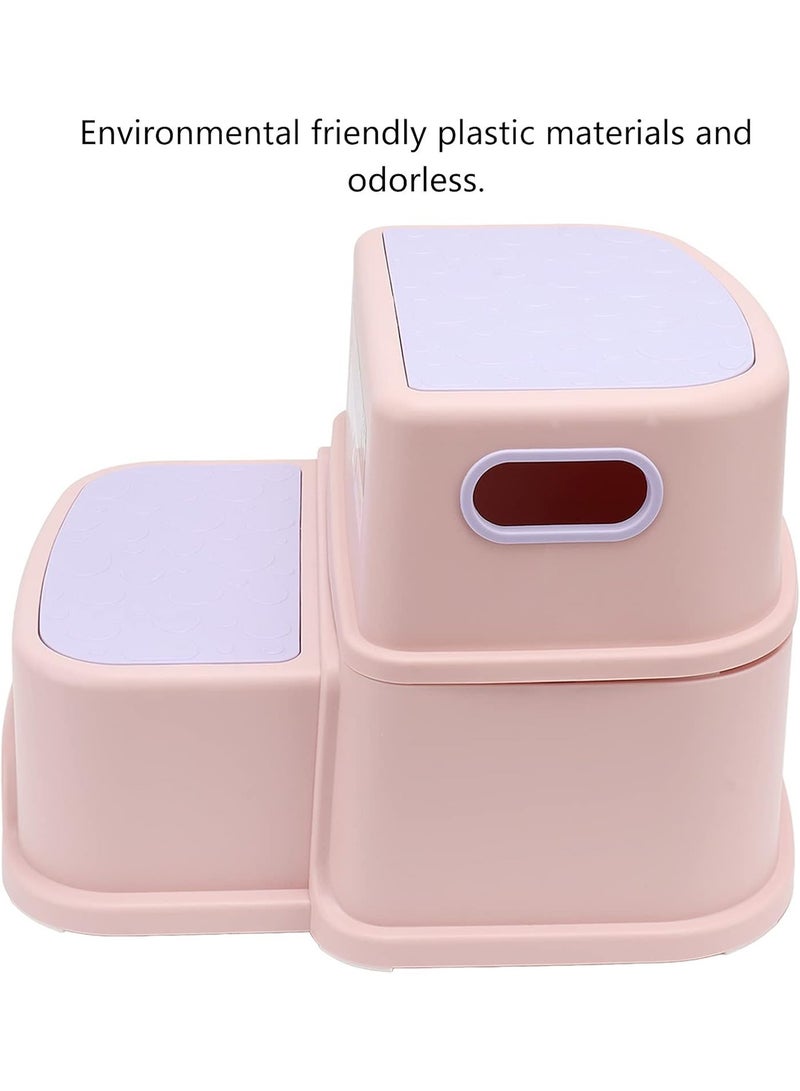 Toddler Step Stool for Bathroom Sink 2 Step Stool for Kids Toilet Potty Training Non-Slip Kid Plastic Stools with Handle