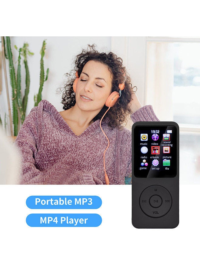 Portable MP4 Player with 16GB Memory Card MP3 Music Player 1.77 Inch LCD Screen Video Player Photo Viewer Support Music FM Radio Video E-book Recorder