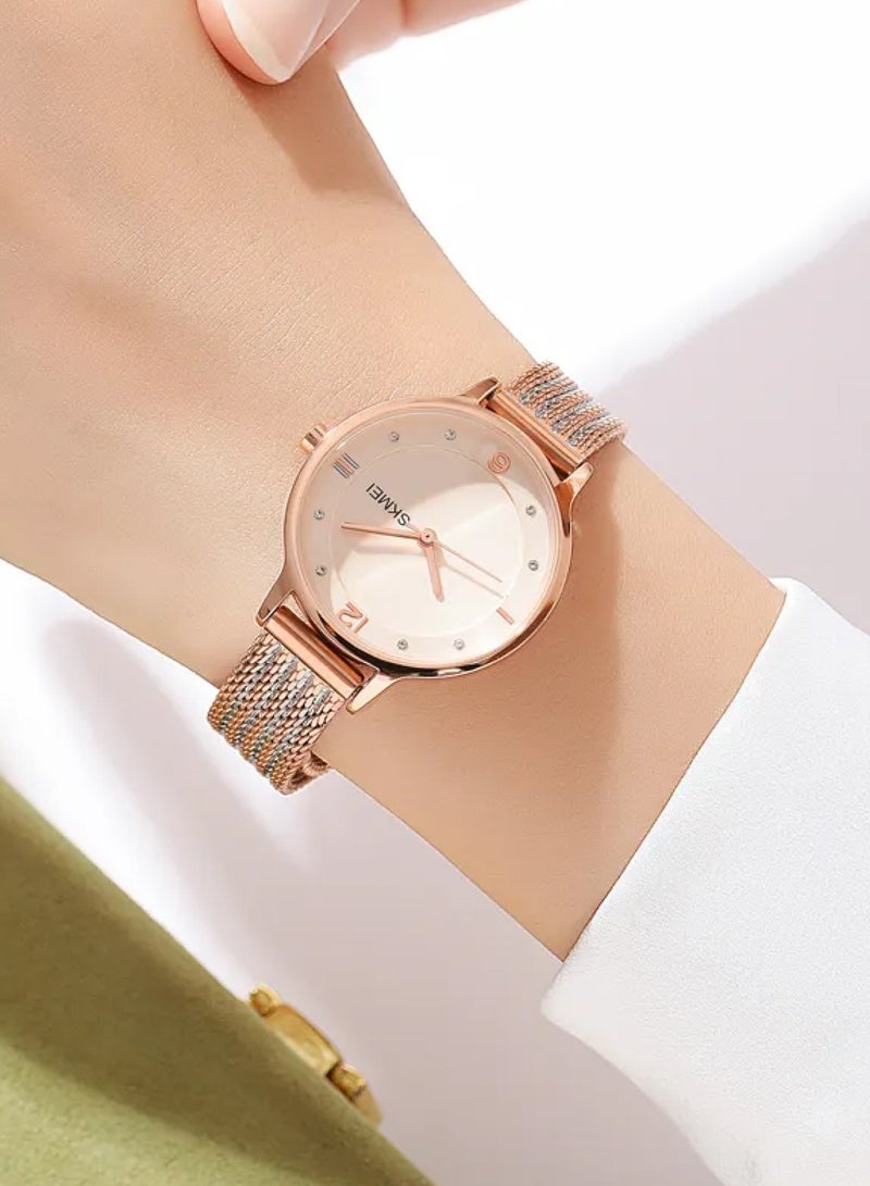 Women's Rose Gold Stainless Steel Analog Quartz watch 1874