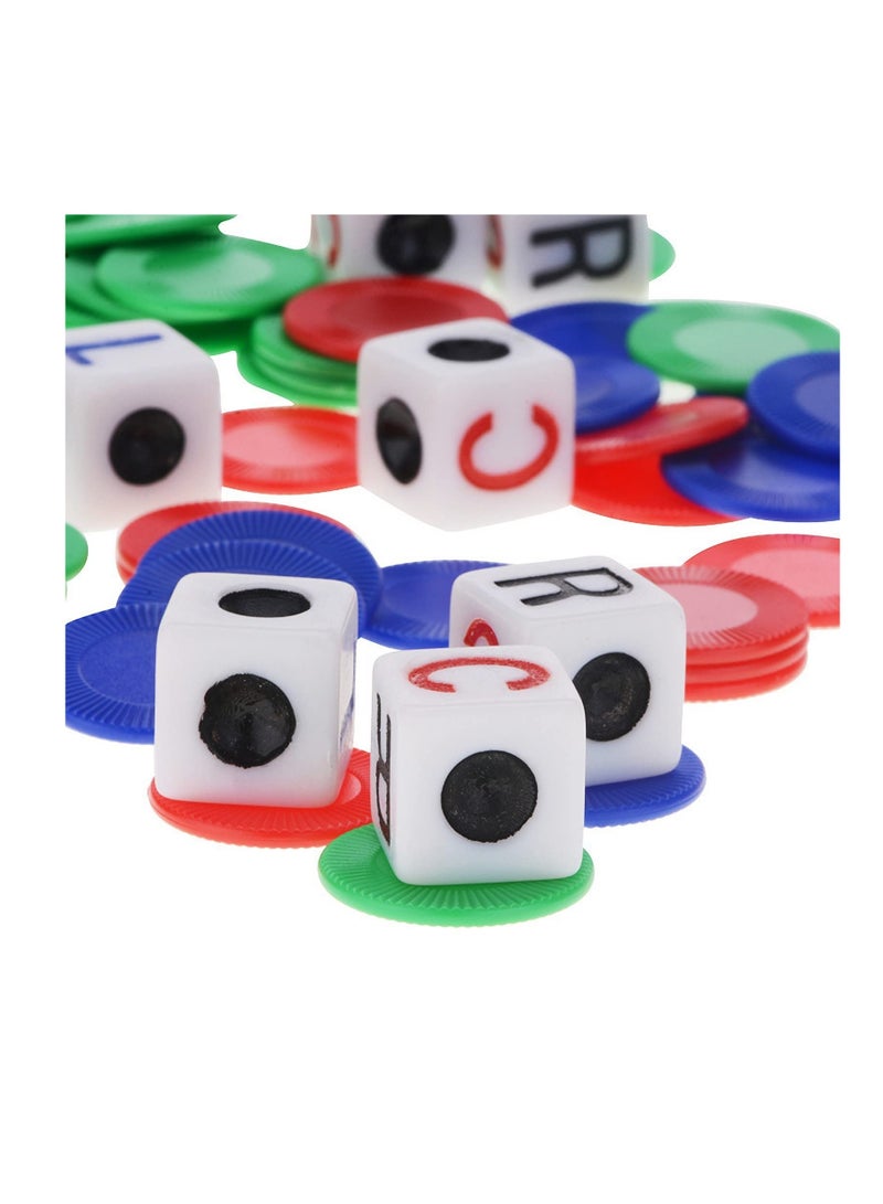 Interactive LCR Game Dice Set with 4 Colorful Tubes and Plastic Counters for Family Fun and Classic Dice Games for All Ages