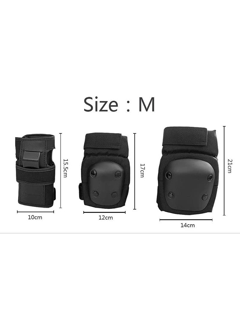 Youth Adult Protective Gear Set Knee Elbow Wrist Pads for Skateboarding Cycling Rollerblading Snowboarding Size M 6pcs