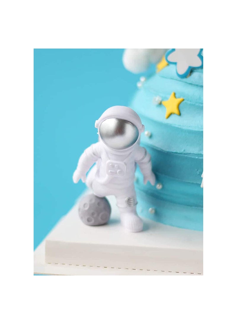 Outer Space Astronaut Cake Toppers - Set of 11 - Astronaut Figurines, Rocket, Stars, Clouds, Balls and Happy Birthdany Cake Decor