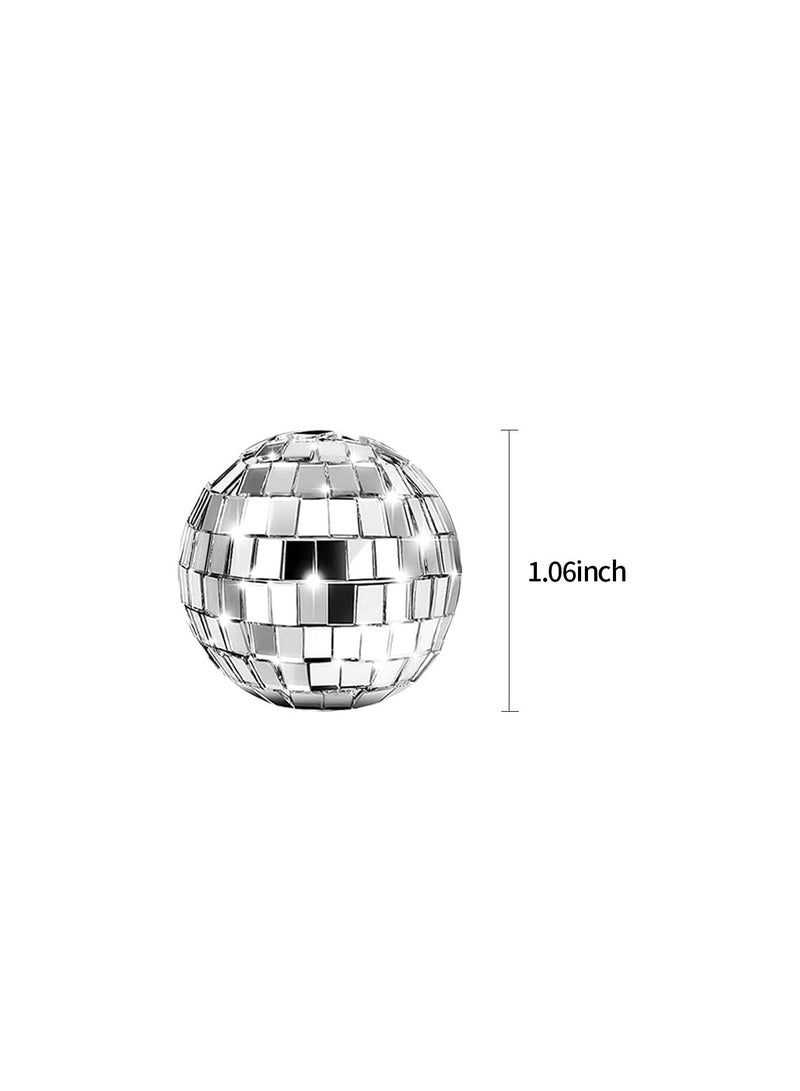 24 Pcs Disco Cupcake Accents, 70s Party Cake Toppers Shimmering Cupcake Embellishments Mirror Ball Dessert Toppers Disco Ball Table Centerpiece Decor for 70s Disco Themed Dance Party Supplies(2.7CM)