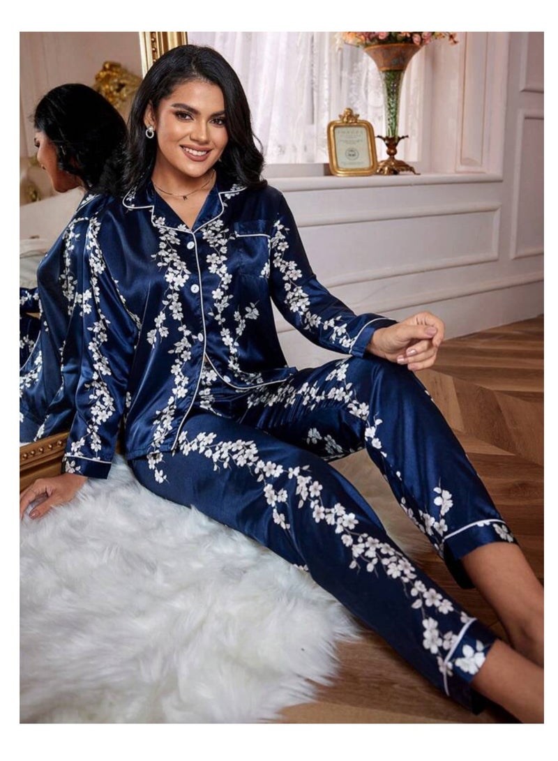 Women 2 Pieces Premium Satin Pyjama Set Ladies Sleepwear