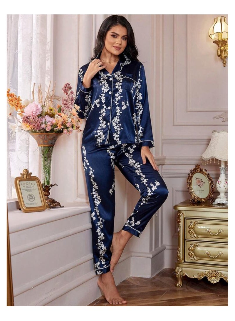 Women 2 Pieces Premium Satin Pyjama Set Ladies Sleepwear