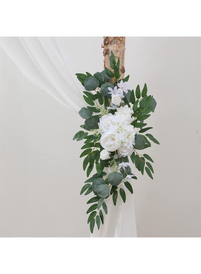 Artificial Wedding Arch Flowers, Rustic Artificial Floral Swag for Lintel Set of 3 for DIY Wedding Welcome Ceremony Sign Backdrop Sweetheart Table Chair Home Decoration