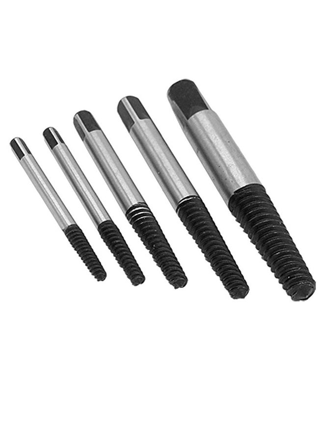 5-Piece Screw Extractor Drill Bit Set Silver/Black