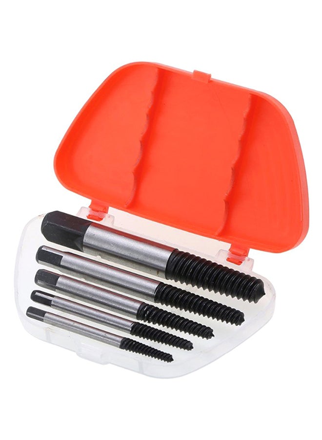 5-Piece Screw Extractor Drill Bit Set Silver/Black