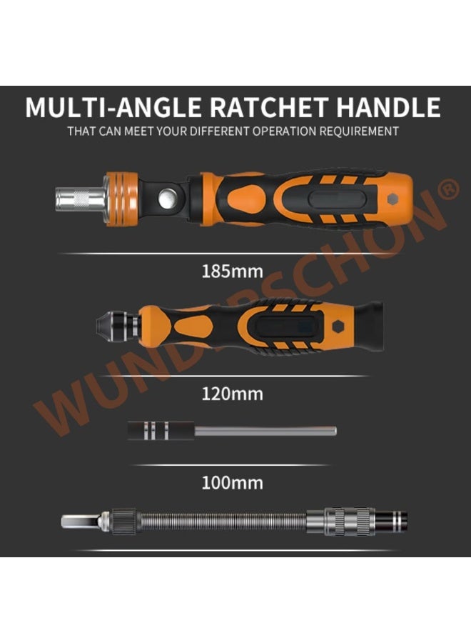 31-In-1 Multifunctional Reattaching Screwdriver Set 180 Degree Ratchet  Precision Screwdriver Interchangeable Magnetic Heads and Sockets