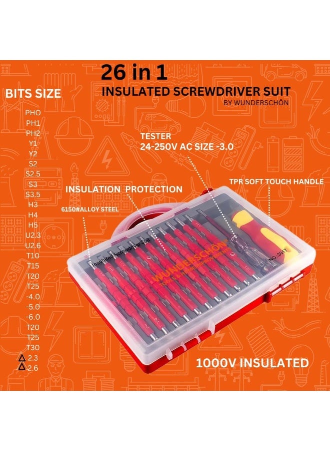 Set Of Insulated Screwdrivers With Carry Case Comfortable Handgrip   Two Ways Reattachable Screwdrivers (26-In-1)