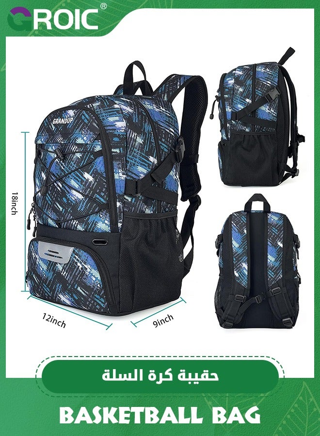 Soccer Backpack, Large Soccer Backpack Bag with Ball Compartment and Shoe Pocket Outdoor Sports Equipment Bag, Large ‎Backpack bag for Basketball, Soccer, Volleyball Sports