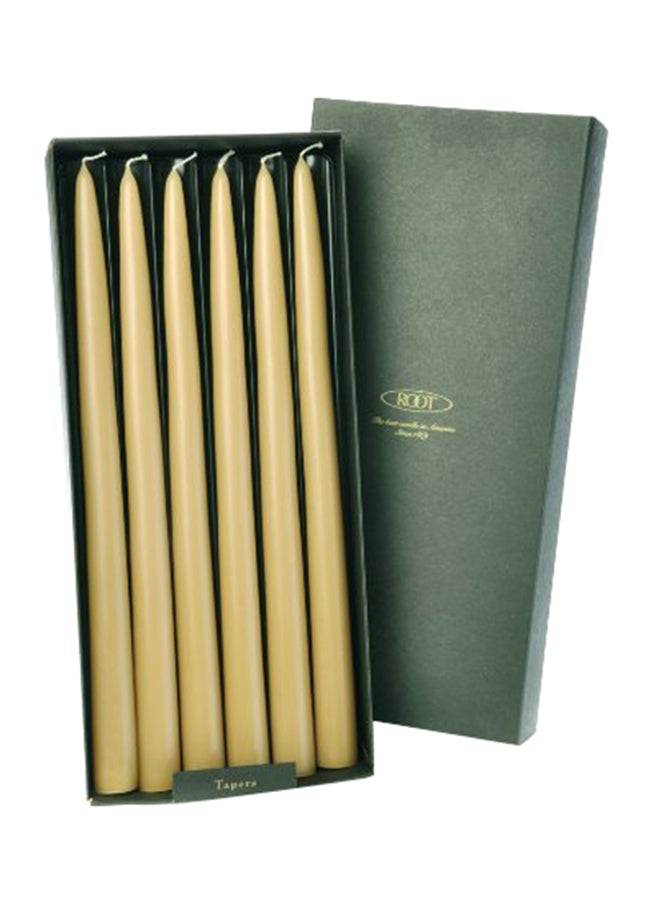 12-Piece Smooth Hand Dipped Dinner Candle Set Beige