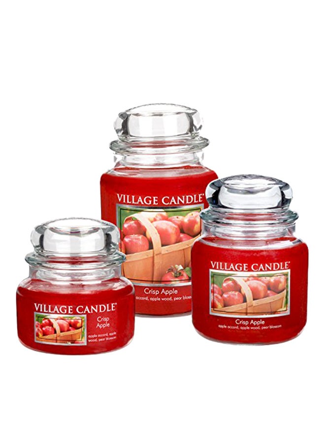 3-Piece Crisp Apple Glass Jar Scented Candle Clear