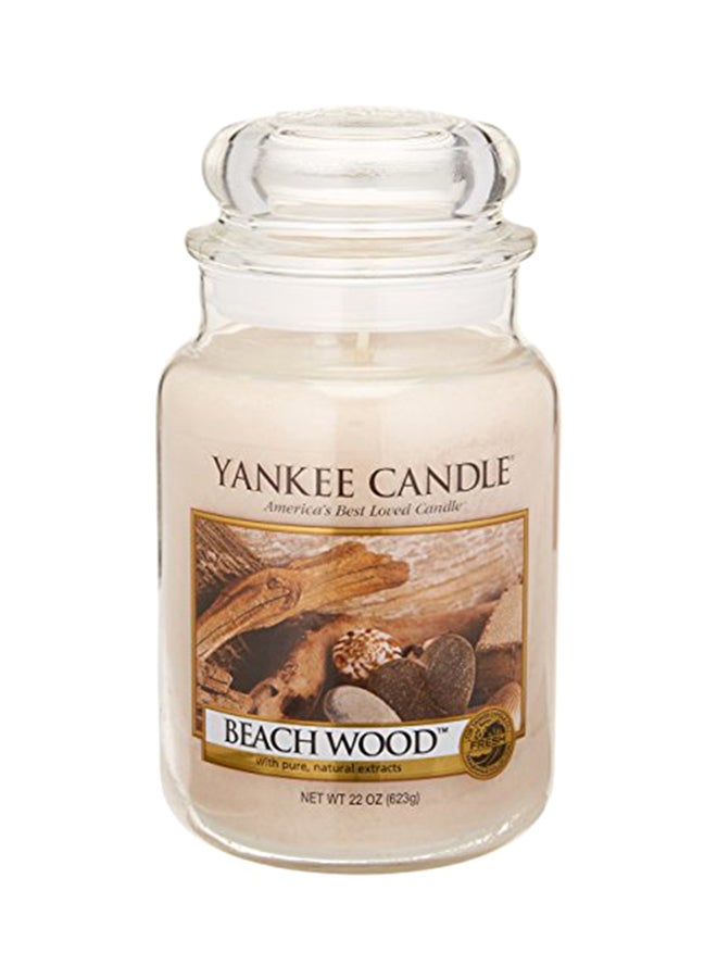 Large Jar Beach Wood Candle