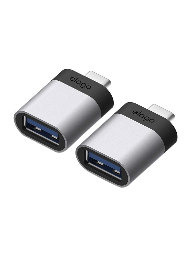 2-Piece USB Adapter Set Sliver/Black