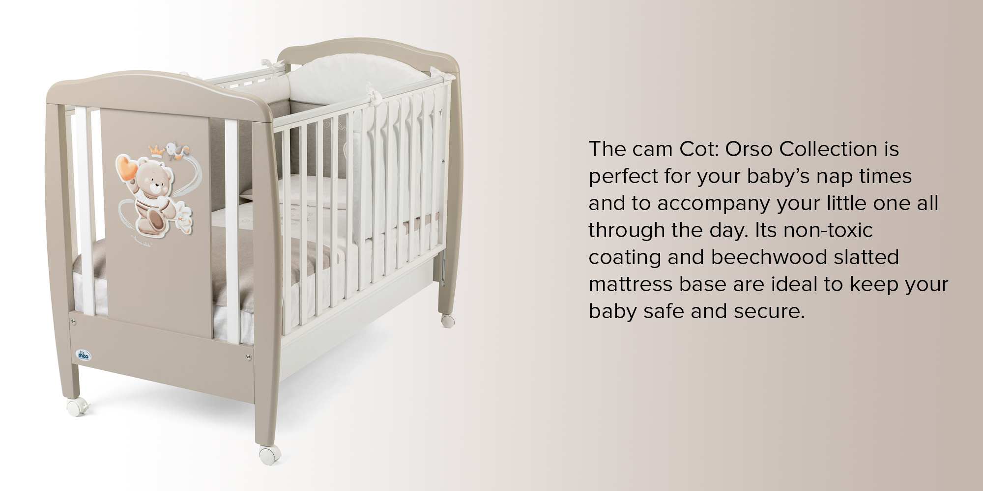 Orso Collection Baby Cot - White/Grey