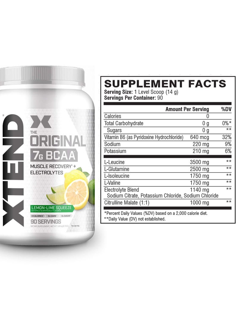 Xtend The Original 7G BCAA Muscle Recovery + Electrolytes, Lemon-Lime Squeeze Flavor - 90 Servings