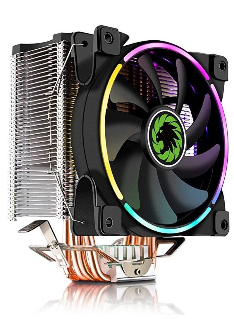 CPU Cooler, 120mm Addressable RGB PWM Fan with 4 Copper Heatpipes, GAMEMAX GAMMA-500-RAINBOW