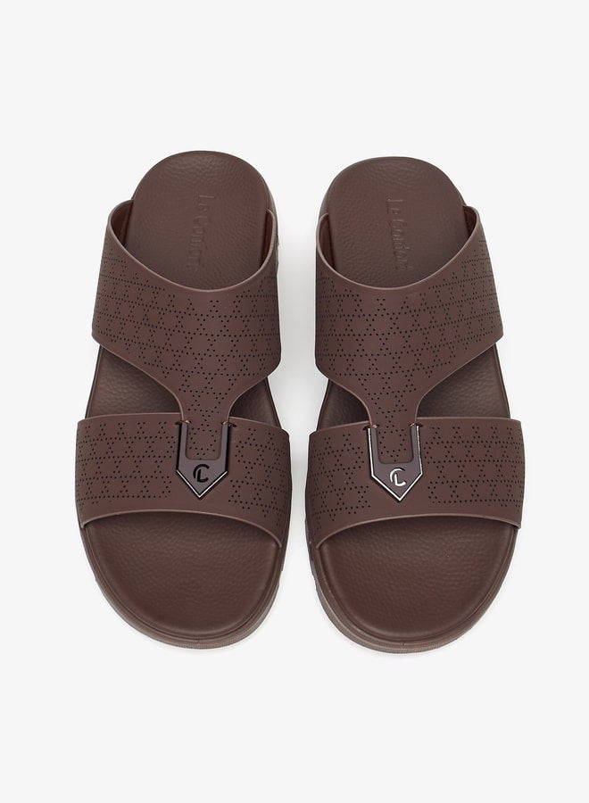 Men's Textured Arabic Sandals with Metal Accent