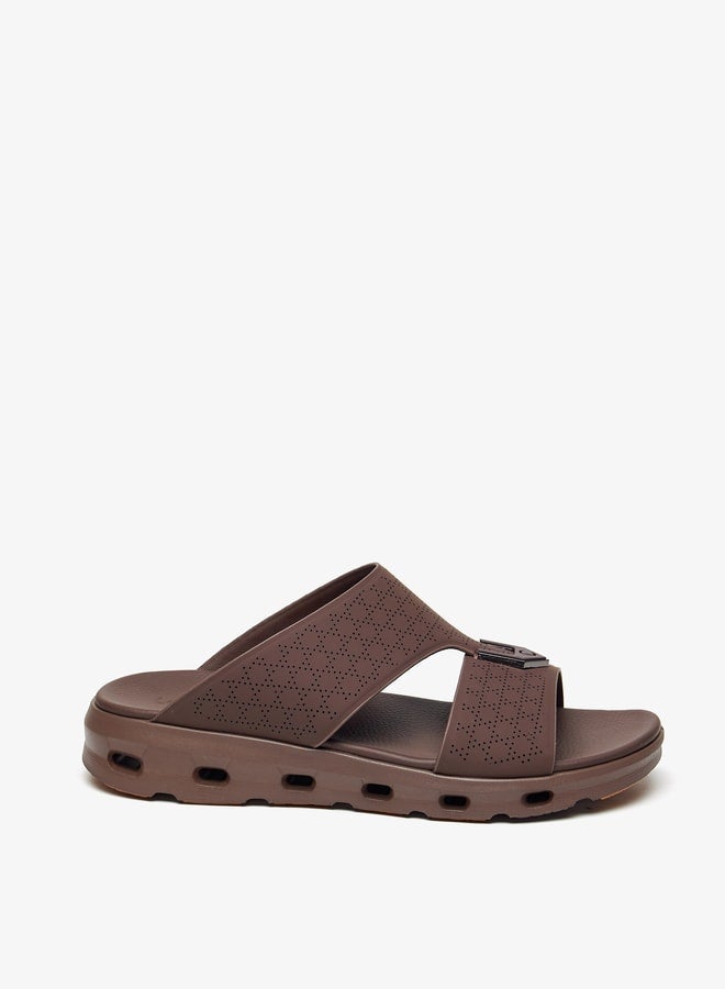 Men's Textured Arabic Sandals with Metal Accent