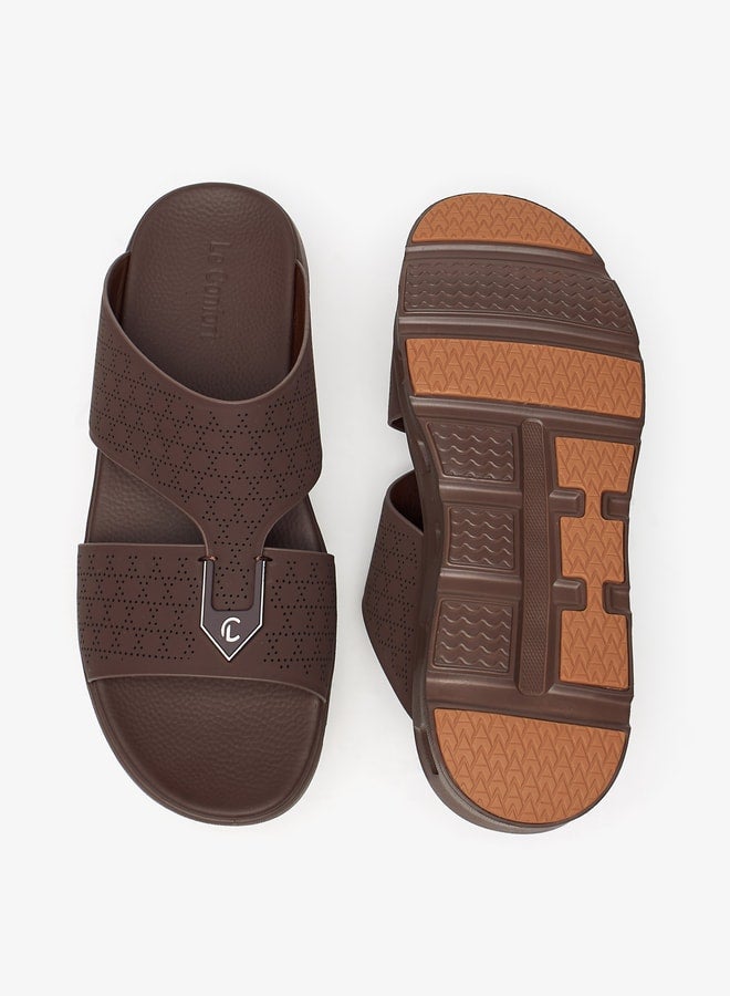 Men's Textured Arabic Sandals with Metal Accent