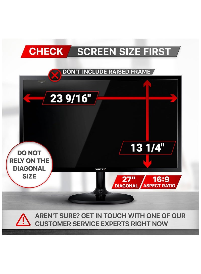 VINTEZ 27 Inch Computer Privacy Screen Filter for Widescreen Computer Monitor - Anti-Glare - Anti-Scratch Screen Protector Film for Data Confidentiality - 16:9 Aspect Ratio