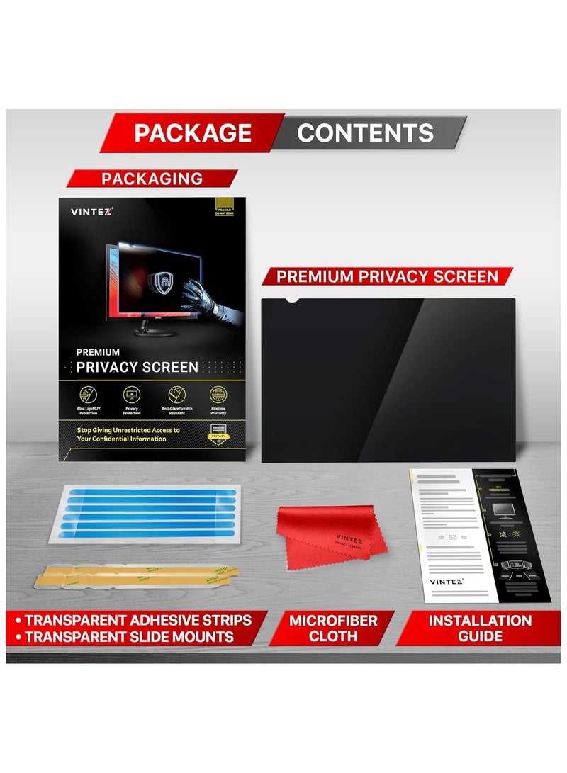 VINTEZ 27 Inch Computer Privacy Screen Filter for Widescreen Computer Monitor - Anti-Glare - Anti-Scratch Screen Protector Film for Data Confidentiality - 16:9 Aspect Ratio