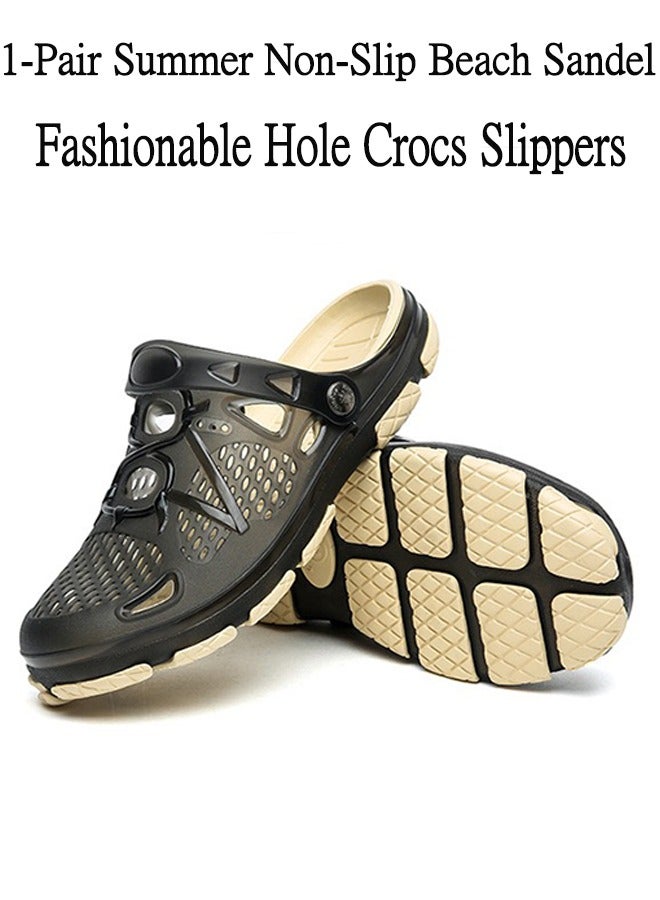 1-Pair Summer Non-Slip Beach Sandel,Fashionable Hole Crocs Slippers,Colour Black