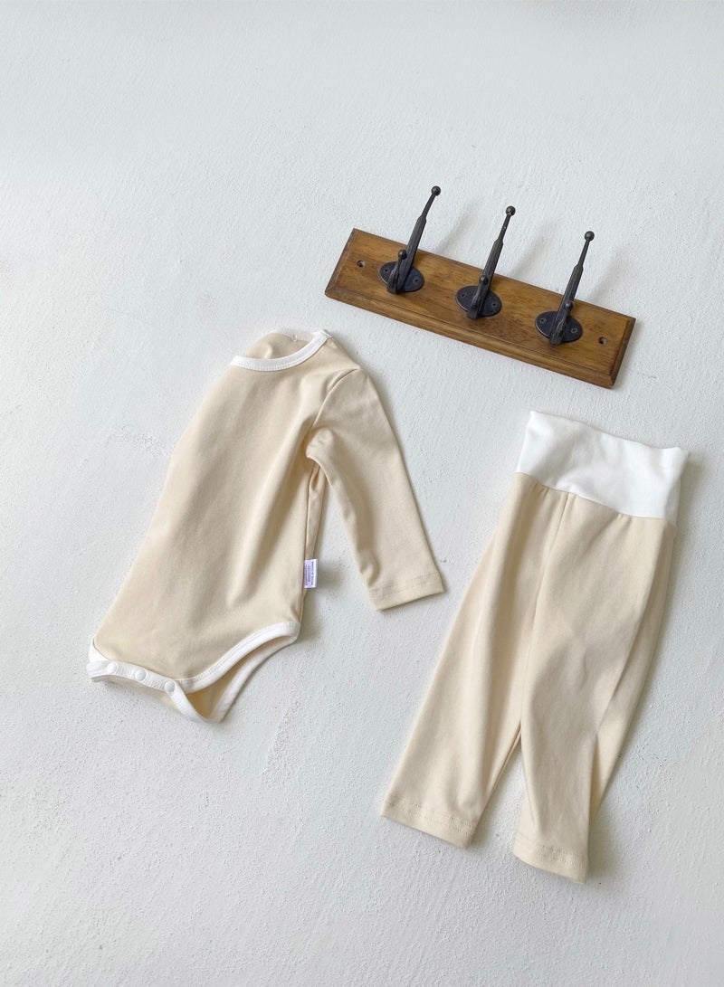 Baby Soft And Breathable Cotton Bodysuit + High Waist Pants Set