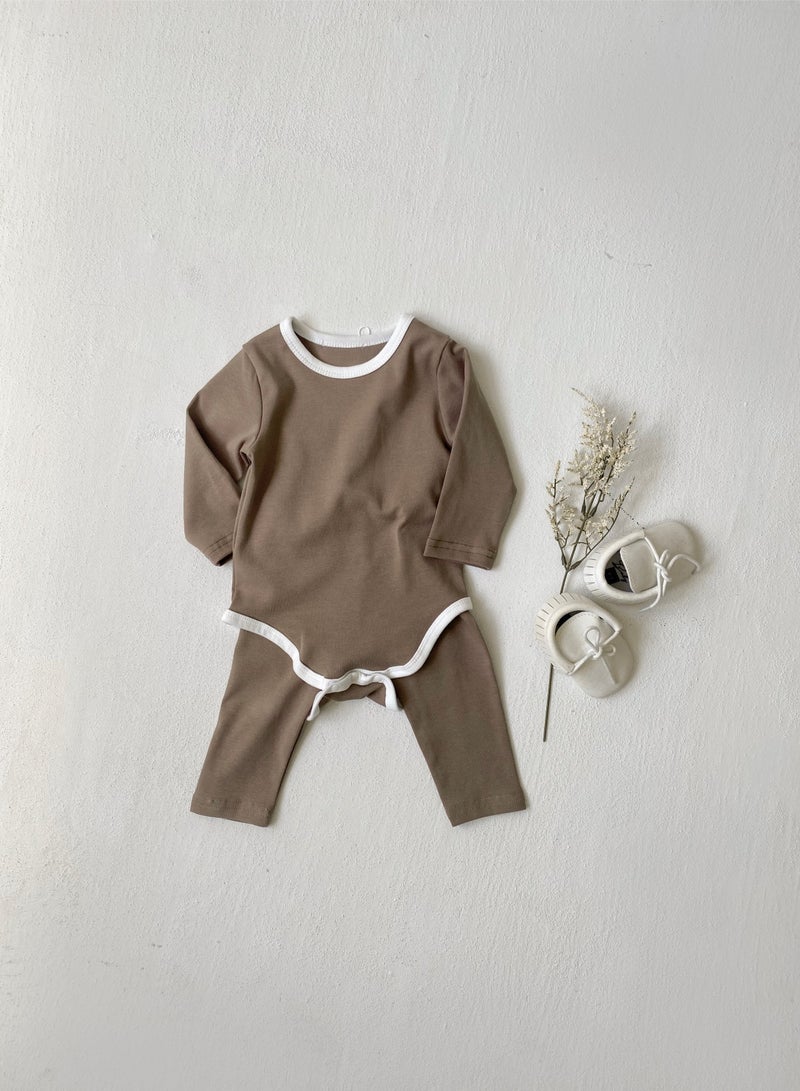 Baby Soft And Breathable Cotton Bodysuit + High Waist Pants Set