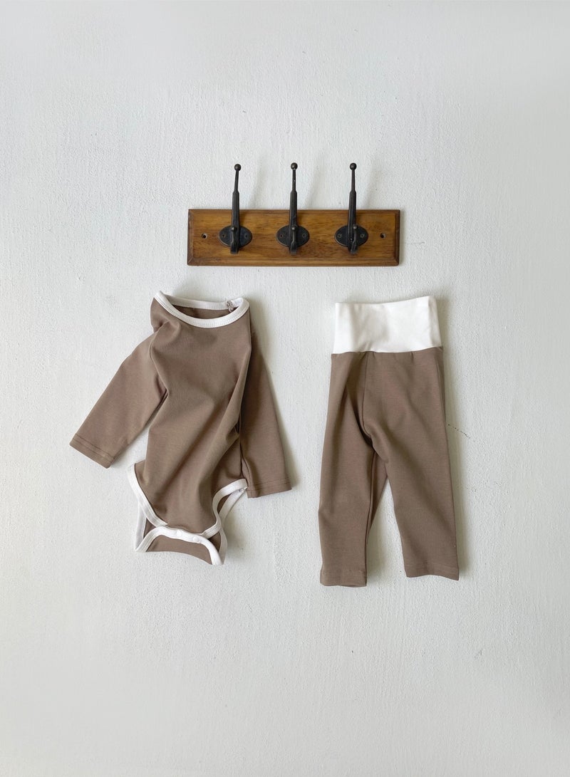 Baby Soft And Breathable Cotton Bodysuit + High Waist Pants Set