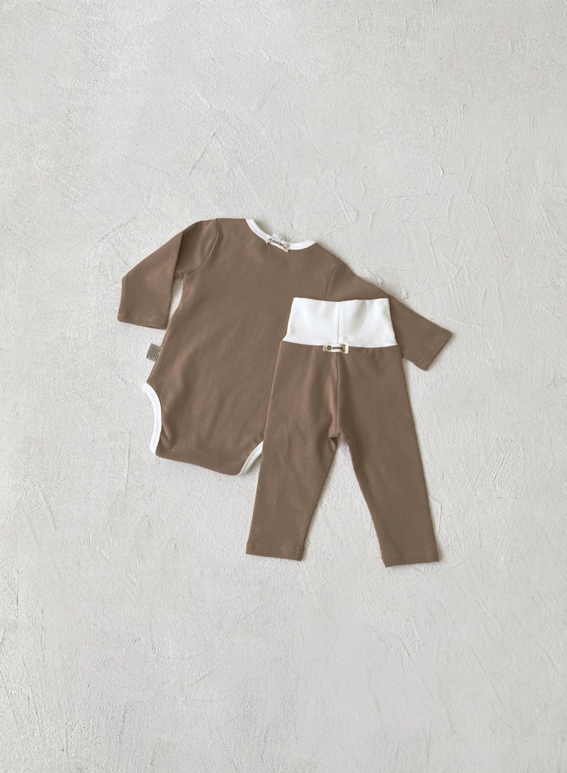 Baby Soft And Breathable Cotton Bodysuit + High Waist Pants Set