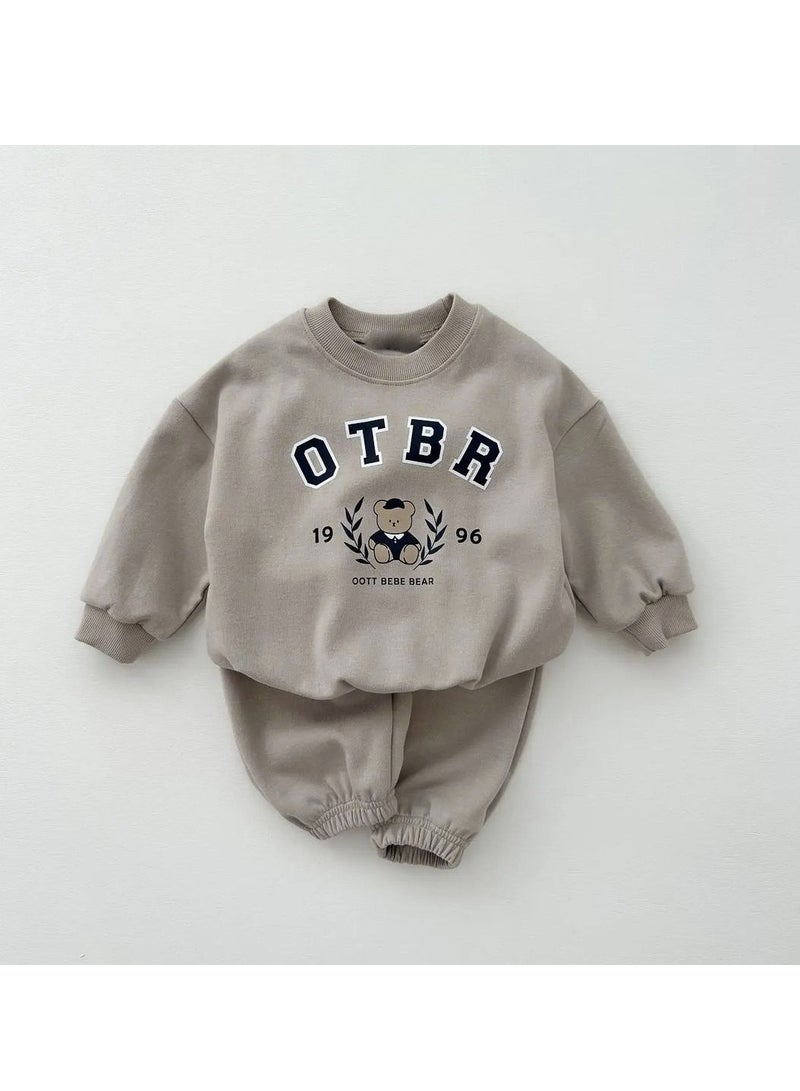 Baby Soft Cotton Long Sleeve Long Pants Sweatshirt Two-piece Set