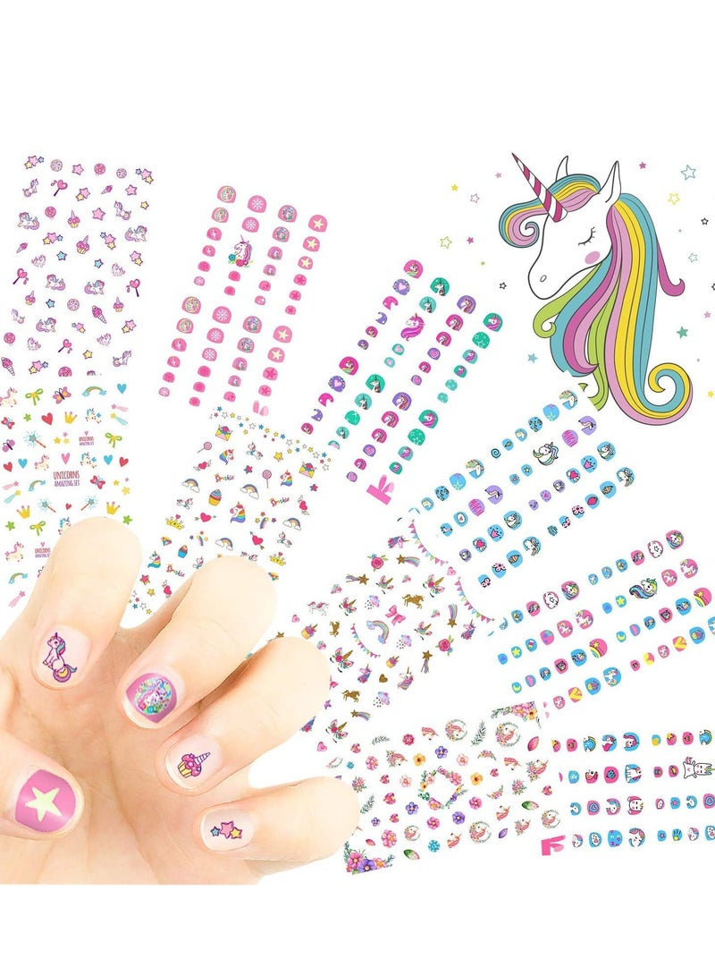 Unicorn Kids Nail Art Stickers Decals for Little Girls, Rainbow Heart Stars Princess Wrap Decoration Self Adhesive Finger Toe Tip Birthday Party Favor Gift 10pcs