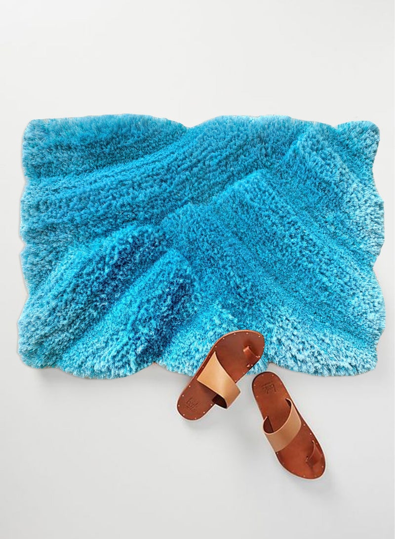 Handmade shaggy rug for bedroom soft rug fur rug for living room area rug blue color high pile rug mp3d-02