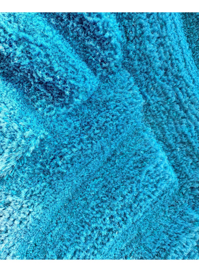 Handmade shaggy rug for bedroom soft rug fur rug for living room area rug blue color high pile rug mp3d-02