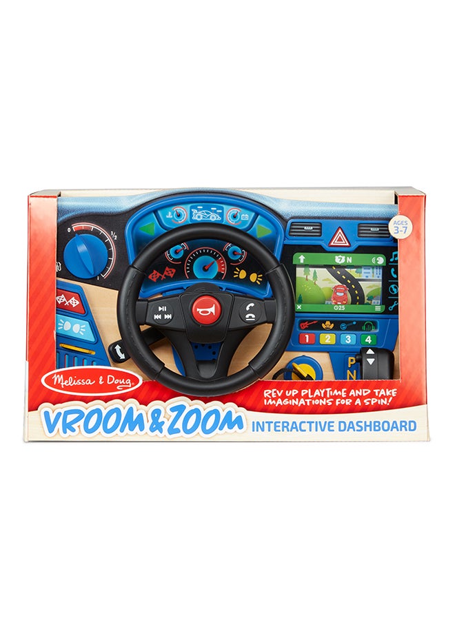 Vroom & Zoom Interactive Wooden Dashboard Steering Wheel Pretend Play Driving Toy