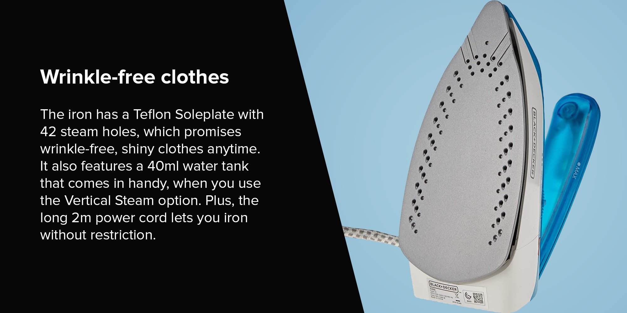 Dual Voltage Travel Iron 1085W TI250 White/Blue