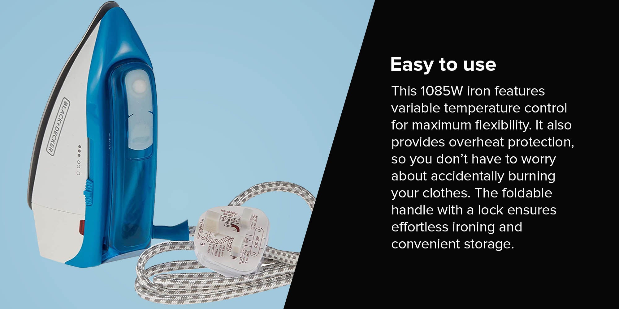 Dual Voltage Travel Iron 1085W TI250 White/Blue