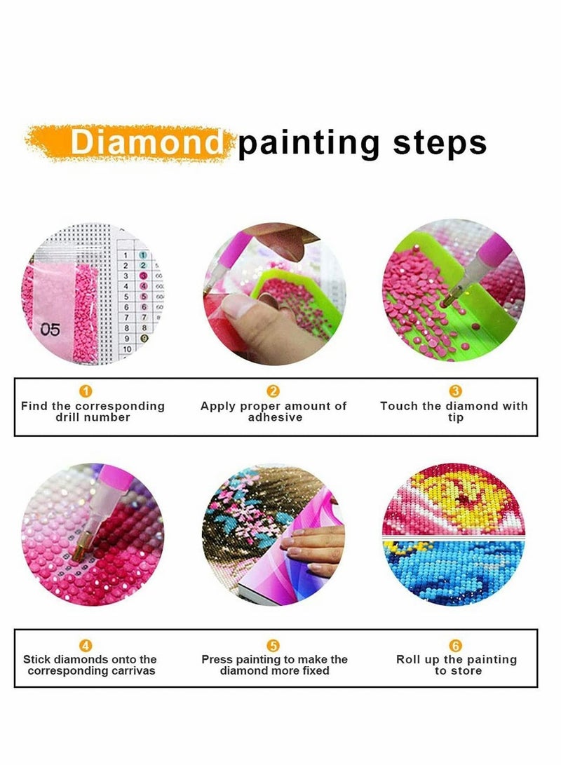 Cat Flowers 5D Diamond Painting Numbers Kit, Paint Round Beads Full Drill Canvas Wall Home Decoration Gift, DIY for Adults & Kids