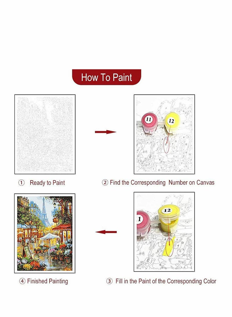 DIY Paint by Numbers, Canvas Oil Painting Kit for Kids & Adults Drawing Paintwork Acrylic Number Beginner