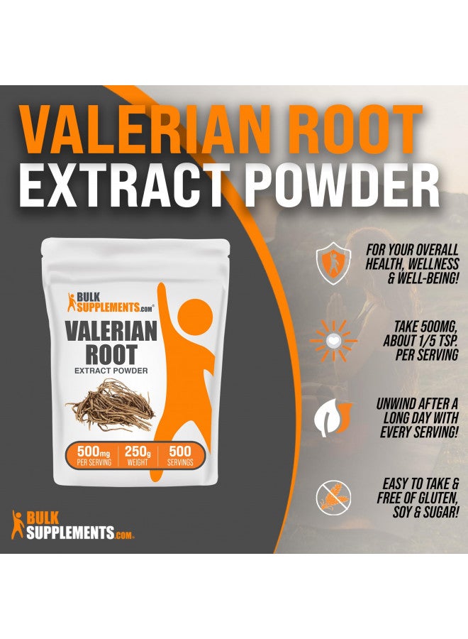 Bulksupplements.Com Valerian Root Extract Powder   Valerian Root Powder, Valerian Extract   For Overall Well Being, Gluten Free, 500Mg Per Serving, 250G (8.8 Oz), Pack of1