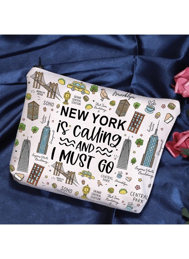 NYC Gift New York is Calling and I Must Go Cosmetic Bag Traveling Gift New York Vacation Gift (New York is Calling Cosmetic Bag)